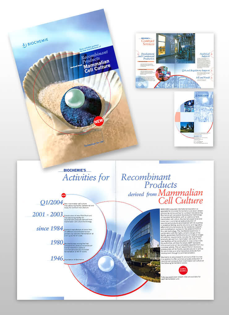 Page layout for Biochemie brochures.