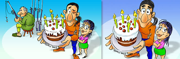 Family greetings cartoon