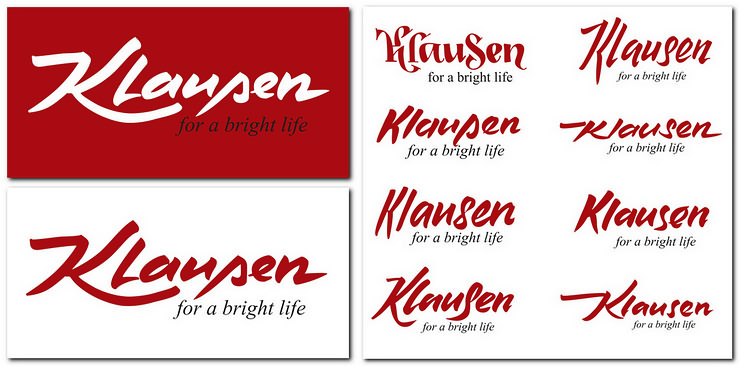 Klausen logo variants and the final version