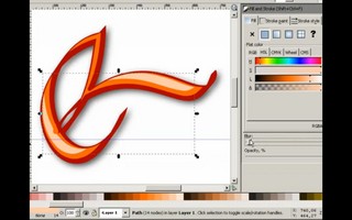 Inkscape Digital calligraphy - Playing with a 3D letter e - 40 fps