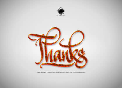 Thanks - Digital calligraphy. Created by Florin Florea.